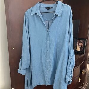Light Wash Denim Button-Up Shirt